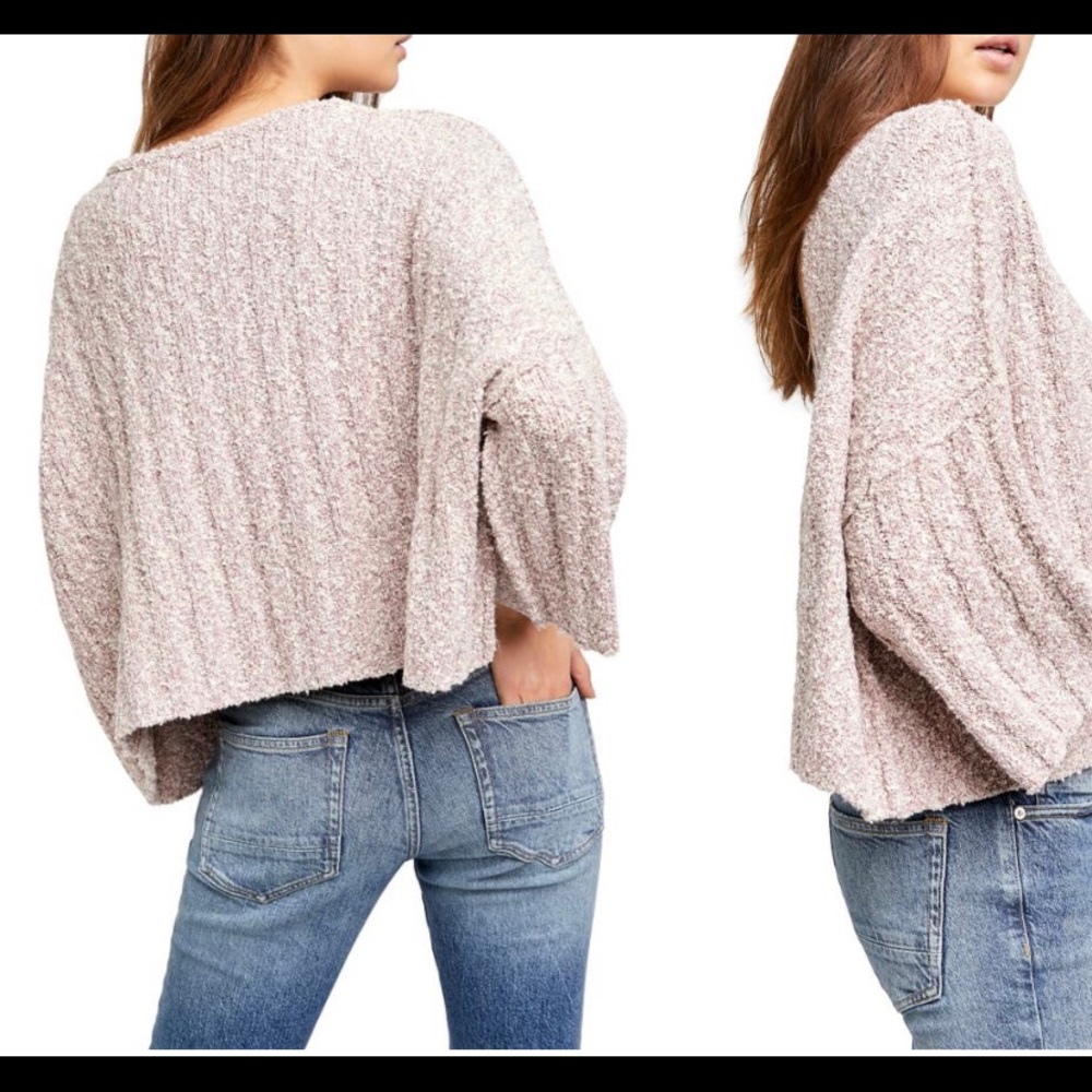 Free People Good Day Pullover boxy sweater, mauve mousse, Large